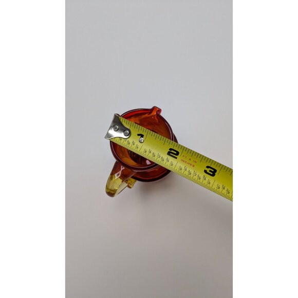 Blown Cracked Glass Amberina Pitcher Applied Handle Red Yellow Orange Vintage - Picture 3 of 10
